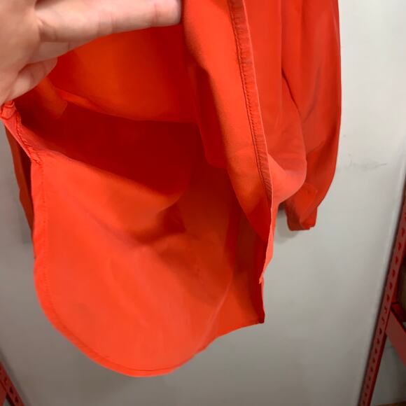 Diane von Furstenberg Orange Silk Long Sleeve Shirt Size 10 - Picture 11 of 12
